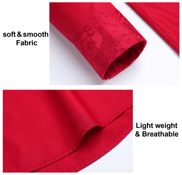 Casual Formal Shirt with Pocket - RED/PAISLEY