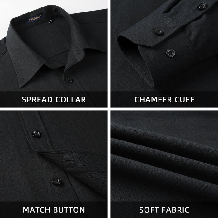 Men's Dress Shirt with Pocket - BLACK