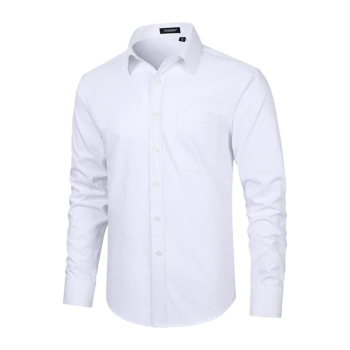 Hisdern Men's White Formal Dress Shirt Professional Office Workwear