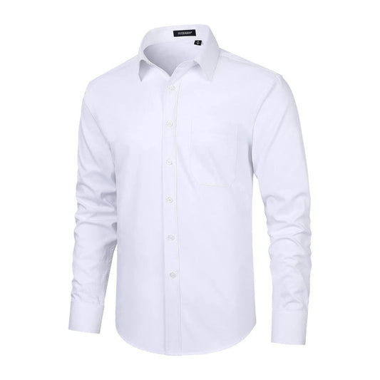 Hisdern Men's White Formal Dress Shirt Professional Office Workwear