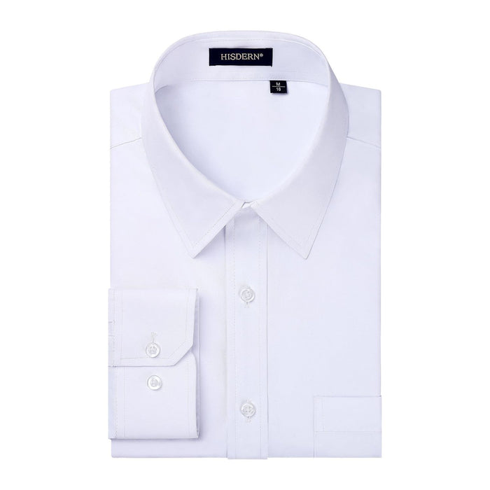 Hisdern Men's White Formal Dress Shirt Professional Office Workwear