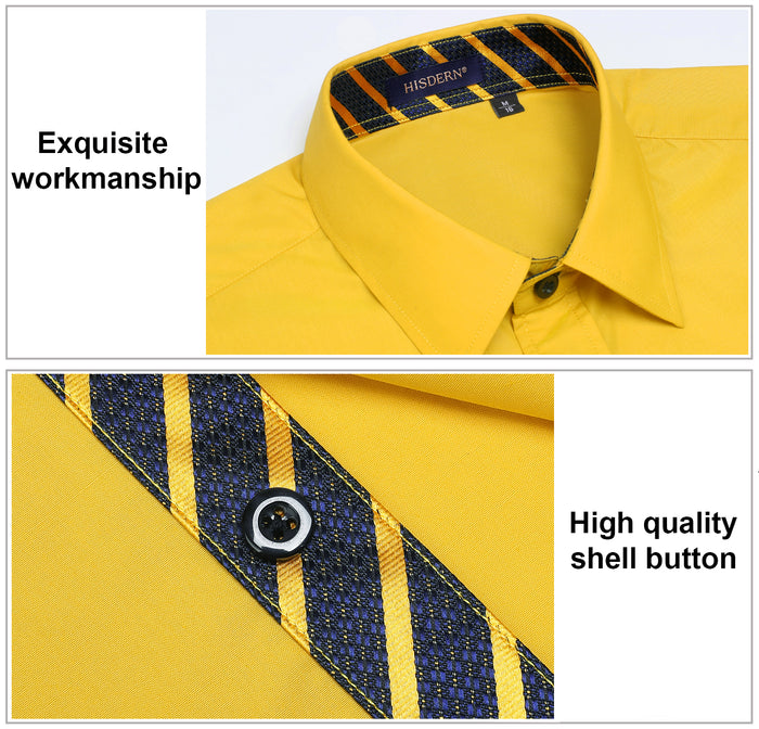 Casual Formal Shirt with Pocket - YELOW/STRIPED