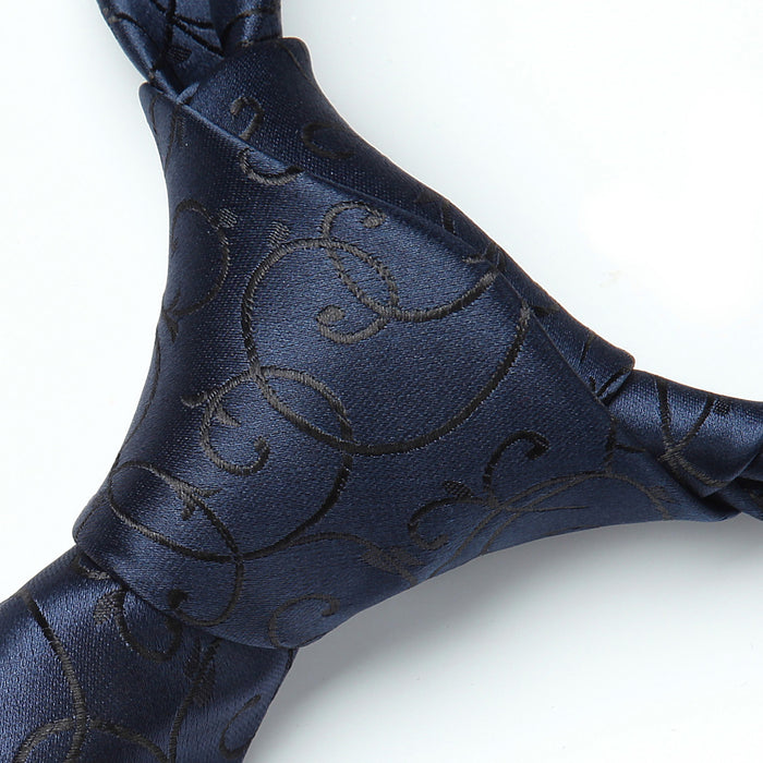 Floral 3.4 inch Tie Handkerchief Set - 12-NAVY BLUE/BLACK