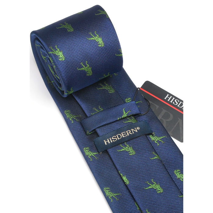 Dinosaur Tie Handkerchief Set - Z-NAVY BLUE