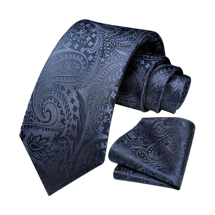 Paisley Tie Handkerchief Set - NAVY BLUE