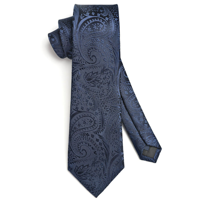 Paisley Tie Handkerchief Set - NAVY BLUE