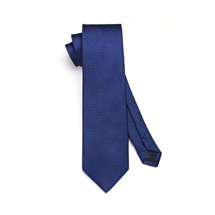 Plaid Tie Handkerchief Set - NAVY BLUE-3
