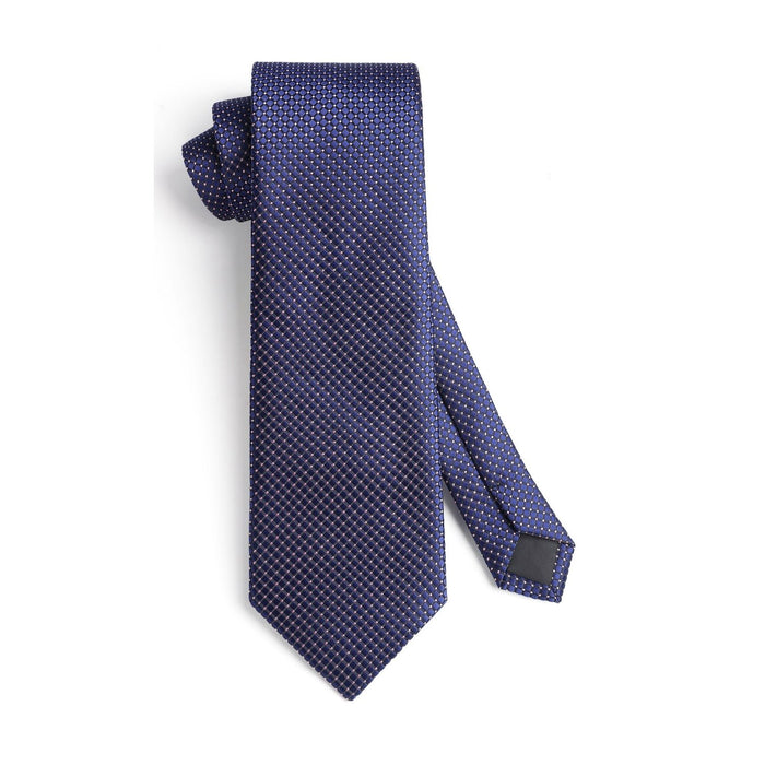 Plaid Tie Handkerchief Cufflinks - NAVY BLUE
