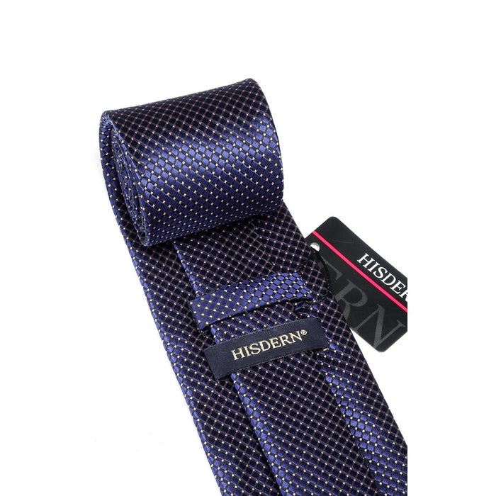 Plaid Tie Handkerchief Cufflinks - NAVY BLUE