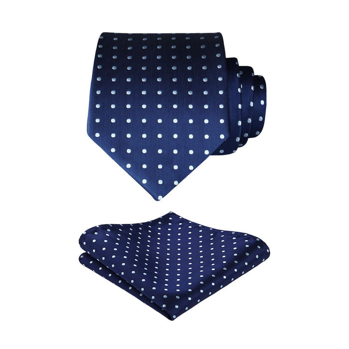 Polka Dot Tie Handkerchief Set - D-NAVY BLUE 1