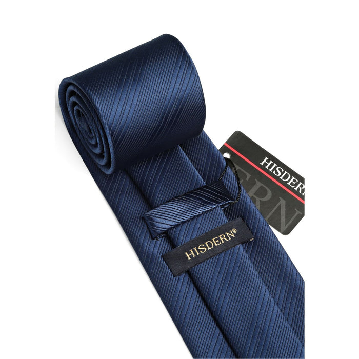 Stripe Tie Handkerchief Set - NAVY BLUE-1