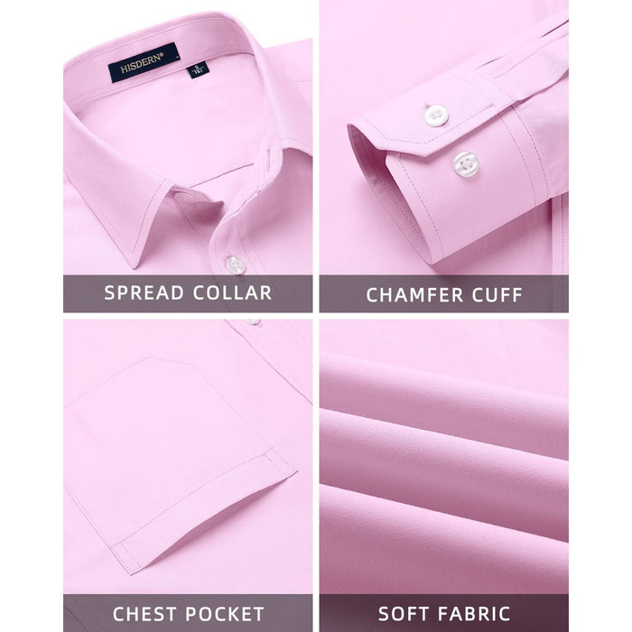 Men's Shirt with Tie Handkerchief Set - PINK-3