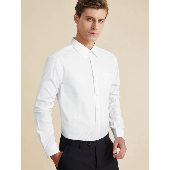 Men's Shirt with Tie Handkerchief Set - 02-WHITE/BLACK