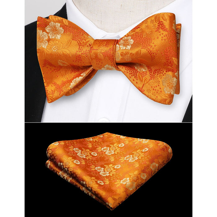 Floral Bow Tie & Pocket Square - ORANGE 2