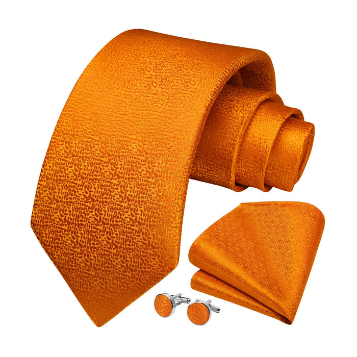 Houndstooth Tie Handkerchief Cufflinks - 03-ORANGE