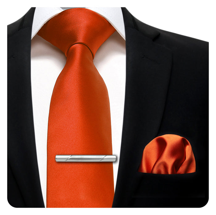 Solid Tie Handkerchief Clip - ORANGE