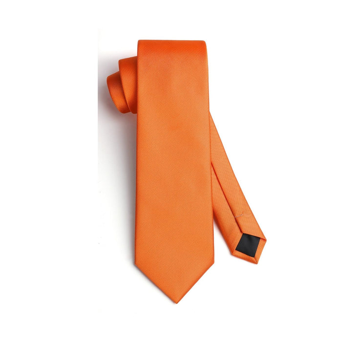 Solid Tie Handkerchief Cufflinks - ORANGE