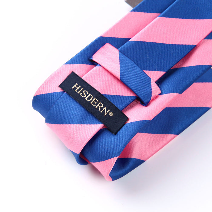 Stripe Tie Handkerchief Set - 03-PINK/BLUE