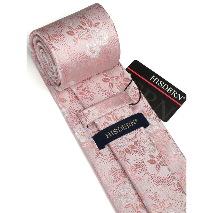 Floral Tie Handkerchief Set - X-PINK FLOWER