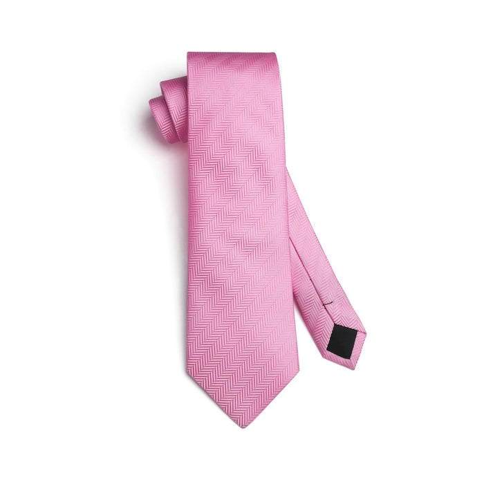 Stripe Tie Handkerchief Cufflinks - PINK