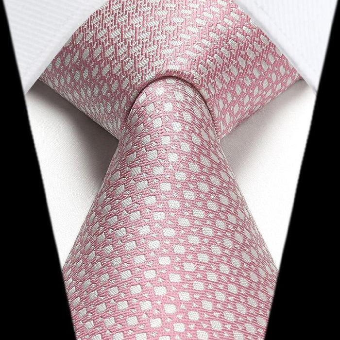 Plaid Tie Handkerchief Set - F-PINK