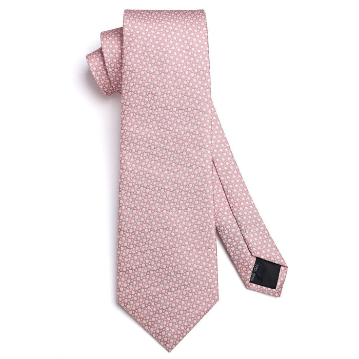 Plaid Tie Handkerchief Set - F-PINK