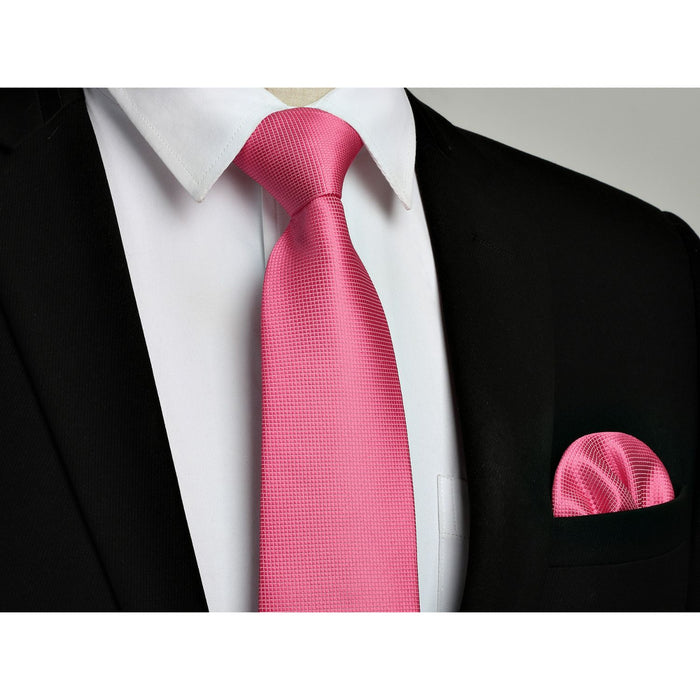 Plaid Tie Handkerchief Cufflinks - A021-PINK