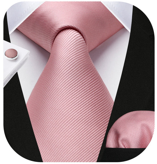 Solid Tie Handkerchief Cufflinks - PINK