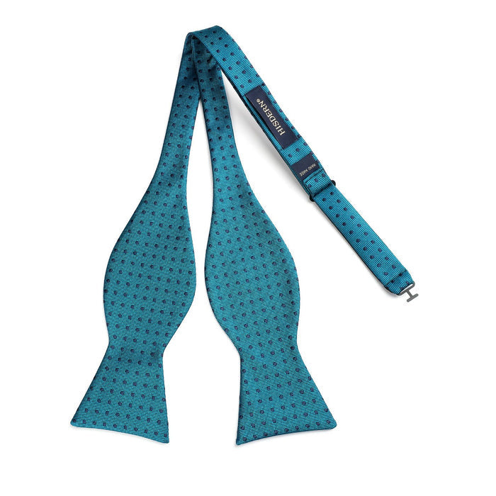 Polka Dots Bow Tie & Pocket Square - E3-GREEN/NAVY BLUE