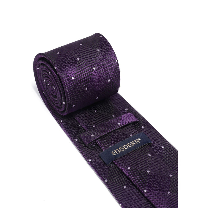 Plaid Tie Handkerchief Set - B-PURPLE
