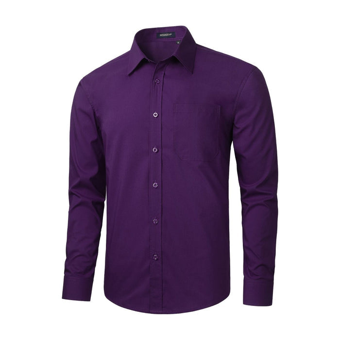 Casual Formal Shirt with Pocket - PURPLE
