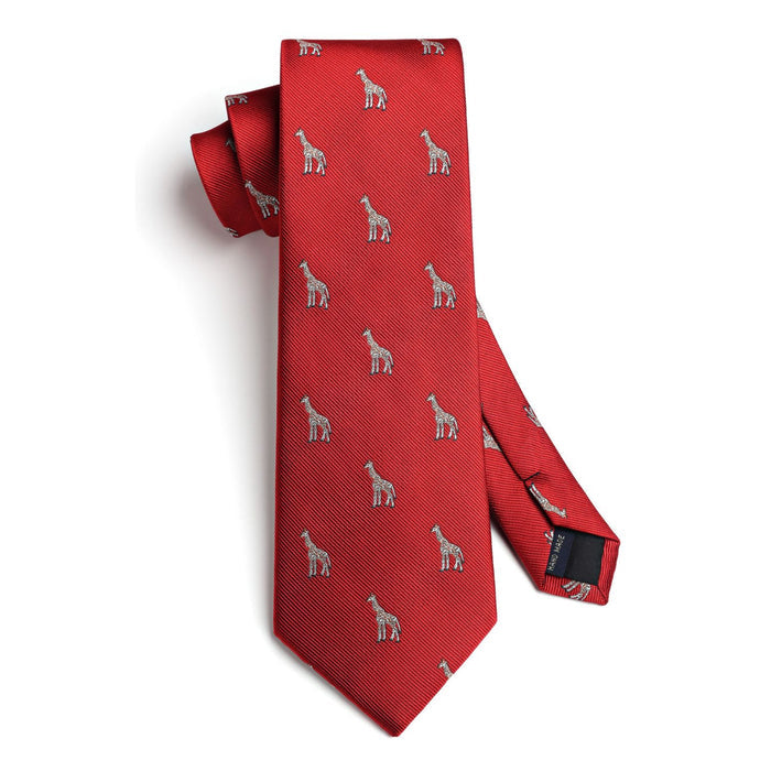 Giraffe Tie Handkerchief Set - RED