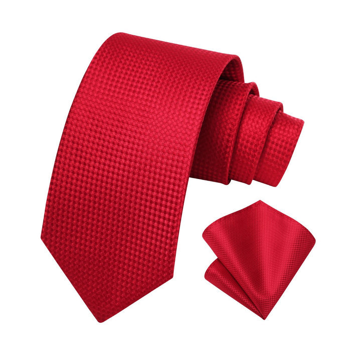 Houndstooth Tie Handkerchief Set - RED