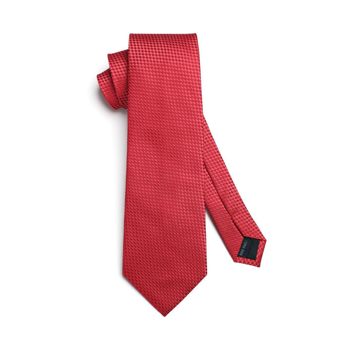 Houndstooth Tie Handkerchief Set - 065-RED