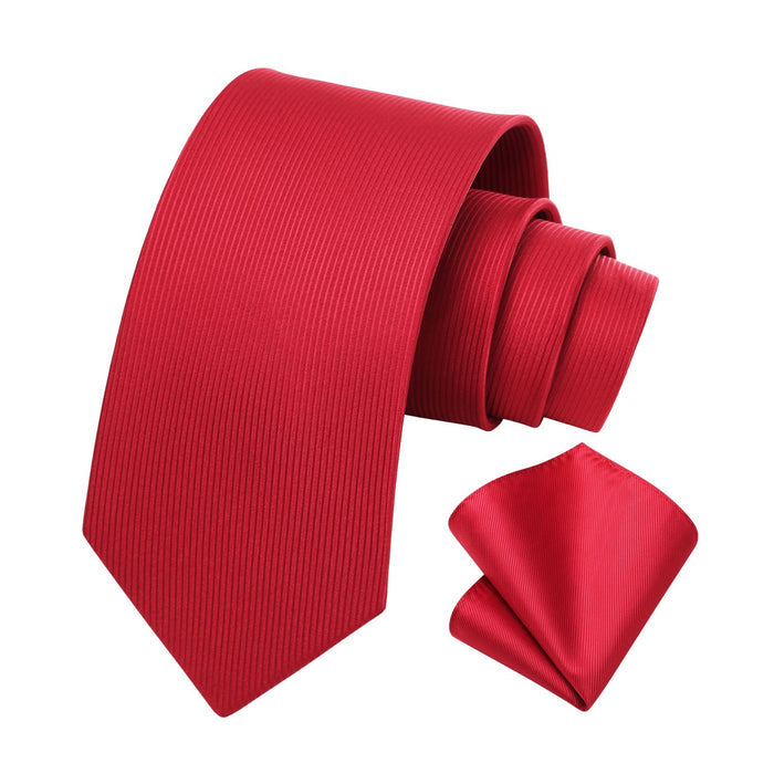 Solid Tie Handkerchief Set - 2-RED