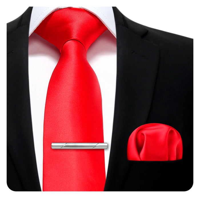 Solid Tie Handkerchief Clip - RED