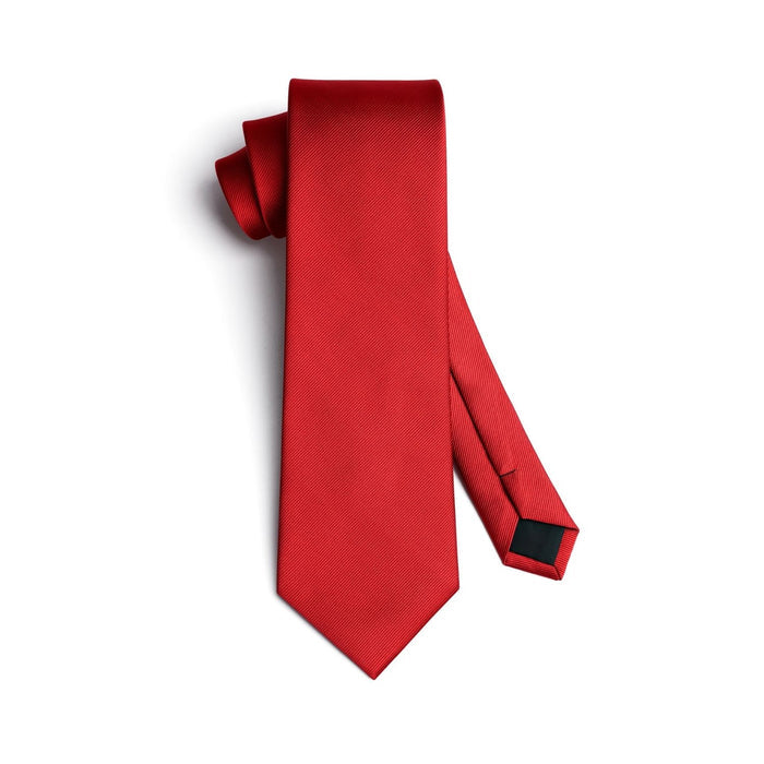 Solid Tie Handkerchief Cufflinks - RED