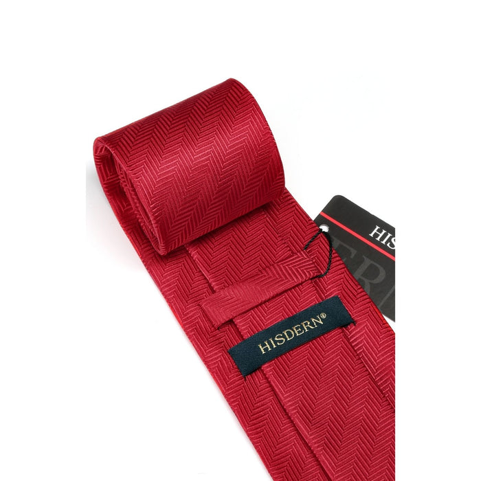 Stripe Tie Handkerchief Cufflinks - RED