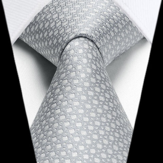 Houndstooth Tie Handkerchief Set - F-SILVER/GREY