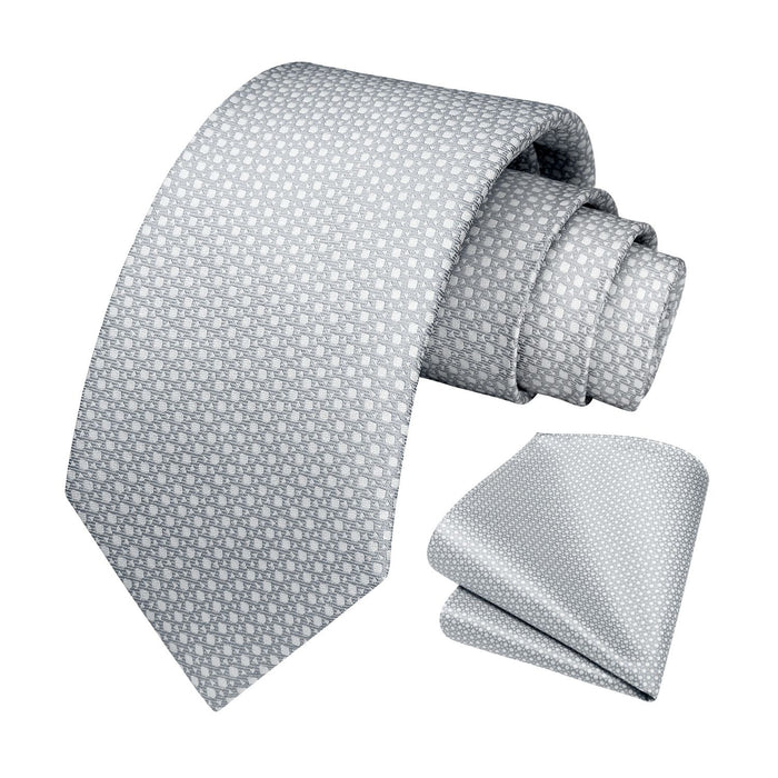 Houndstooth Tie Handkerchief Set - F-SILVER/GREY