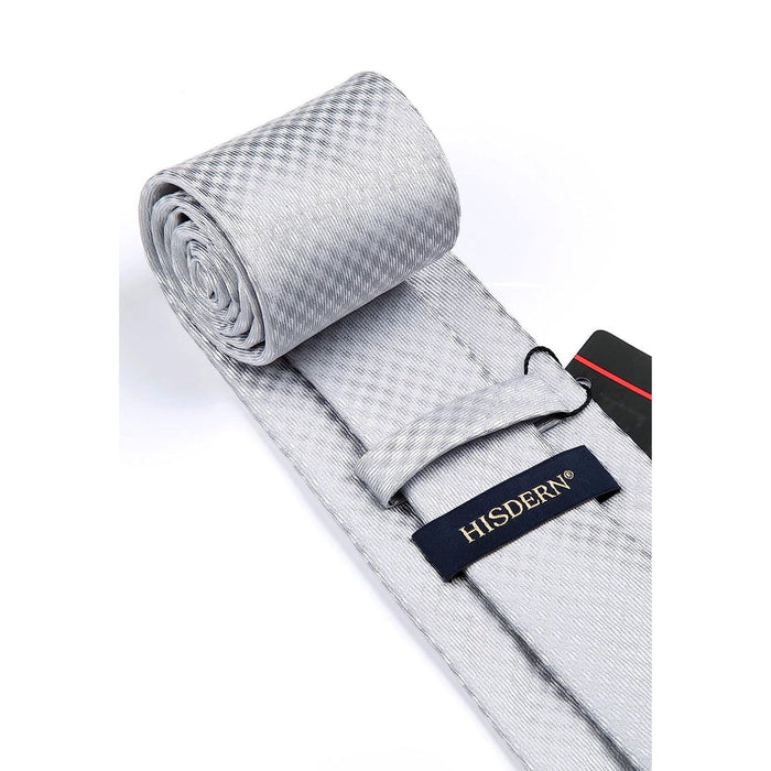 Plaid Tie Handkerchief Clip - 01 SILVER