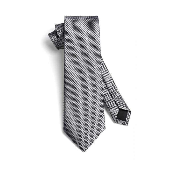 Plaid Tie Handkerchief Cufflinks Clip - SILVER