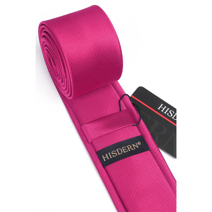 Solid 2.16'' Skinny Formal Tie - A1-HOT PINK