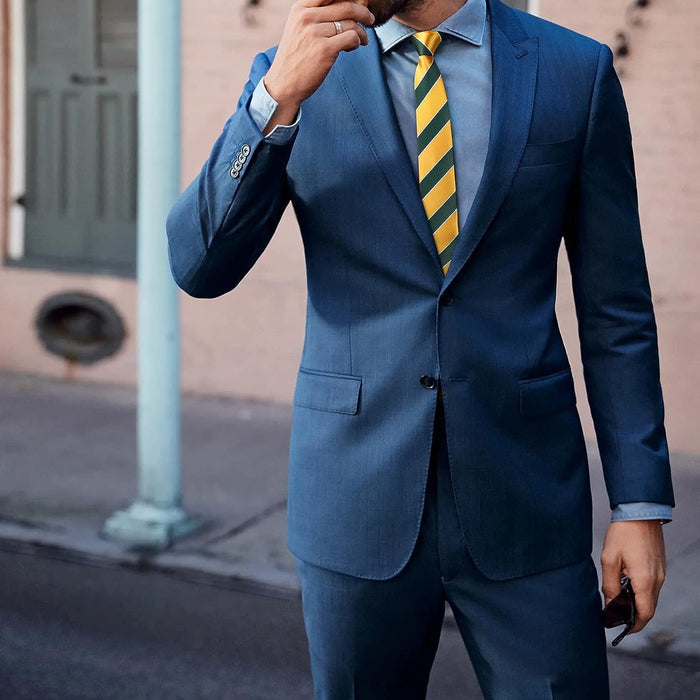 Stripe 2.17' Skinny Formal Tie - D- YELLOW/GREEN
