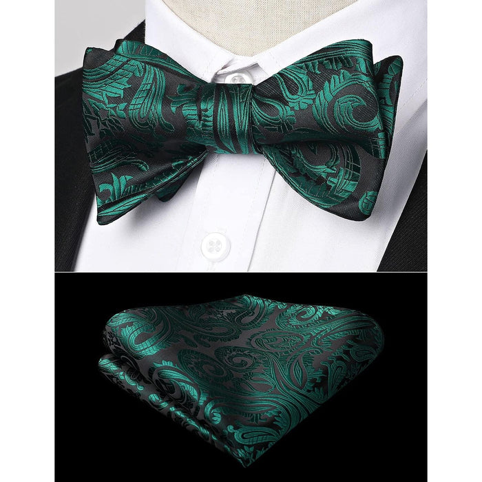 Paisley Bow Tie & Pocket Square - TEAL-4