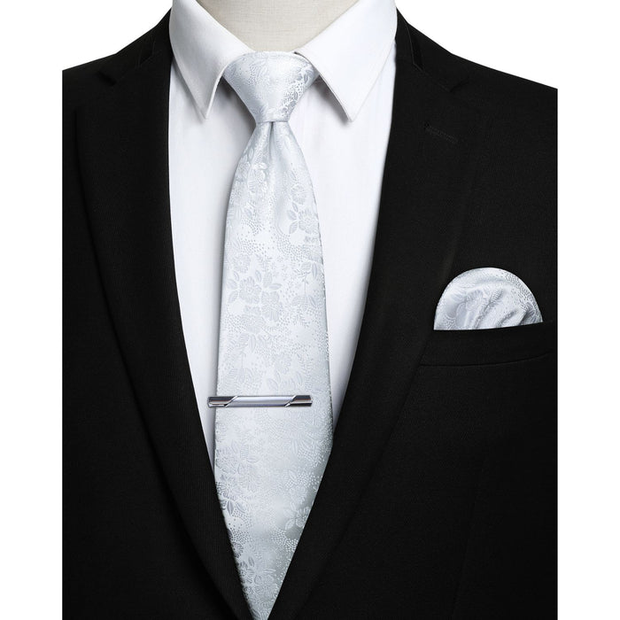 Floral Tie Handkerchief Clip - 03 WHITE