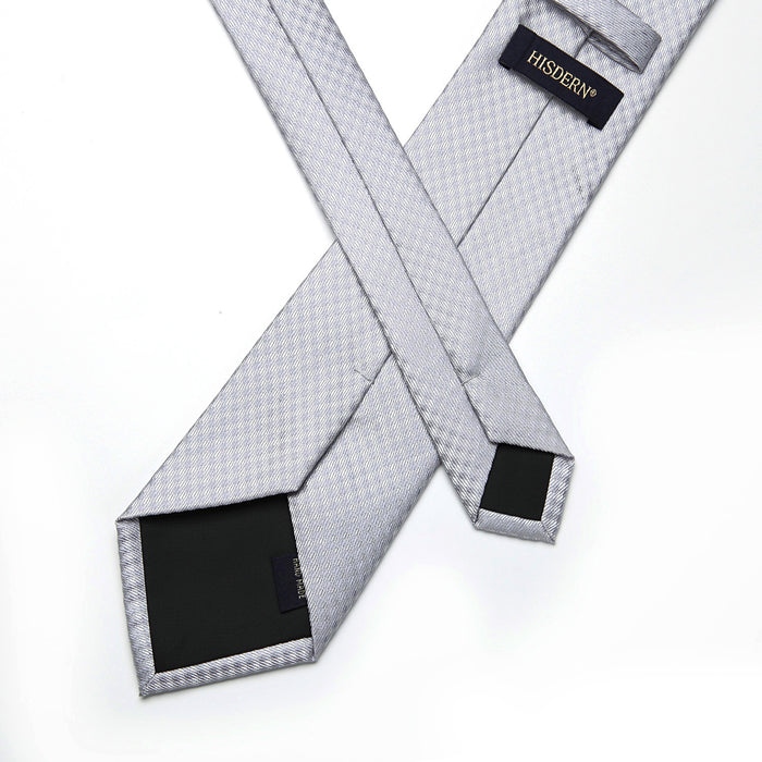 Plaid Tie Handkerchief Set - WHITE