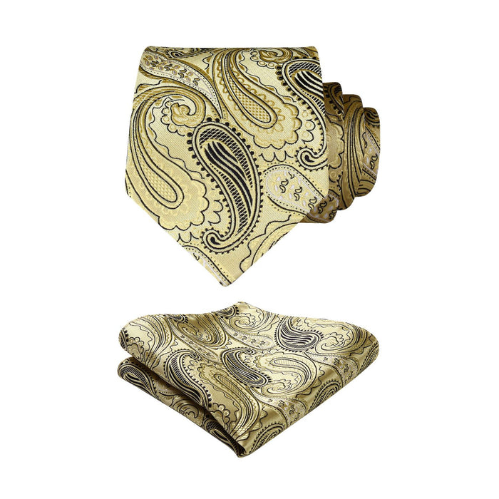 Paisley Tie Handkerchief Set - YELLOW/BLACK