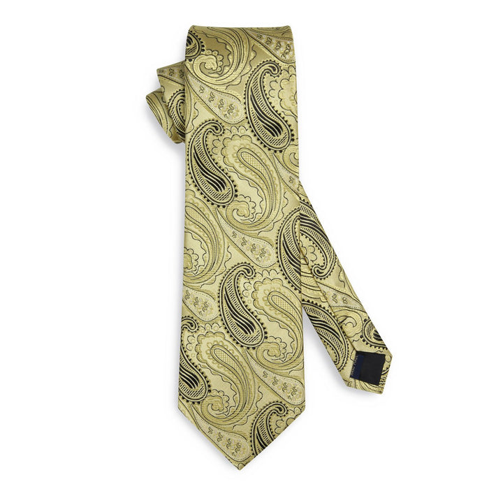 Paisley Tie Handkerchief Set - YELLOW/BLACK