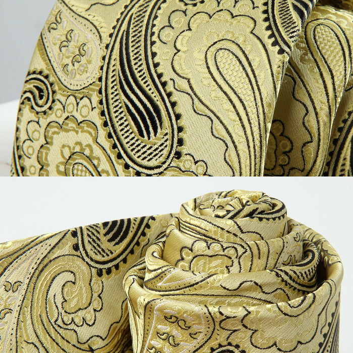Paisley Tie Handkerchief Set - YELLOW/BLACK